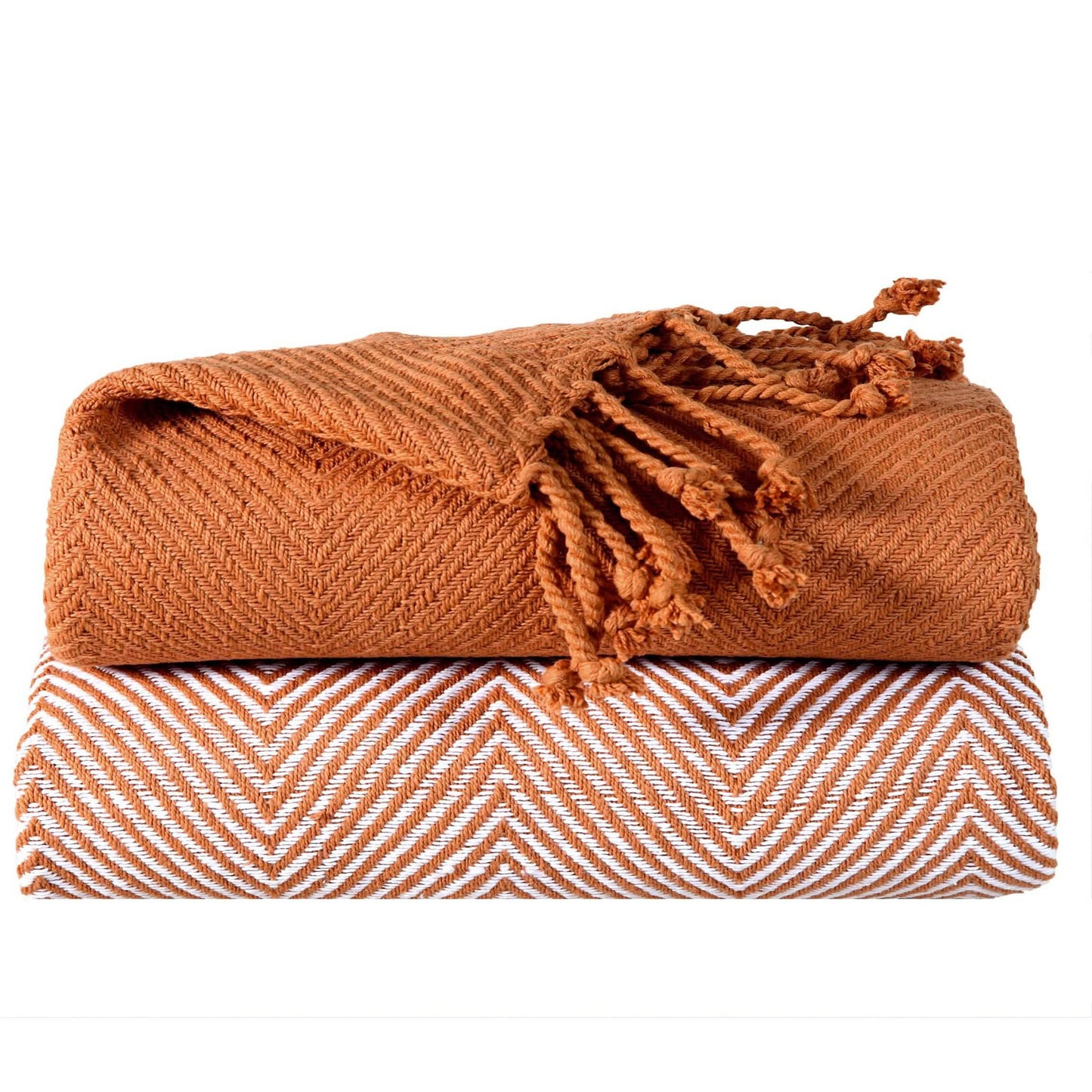 2-teiliges Set: Handgedrehte Decke aus 100 % Baumwolle, 127 x 152 cm