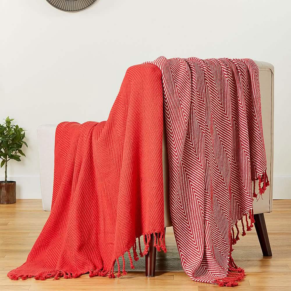 2-teiliges Set: Handgedrehte Decke aus 100 % Baumwolle, 127 x 152 cm