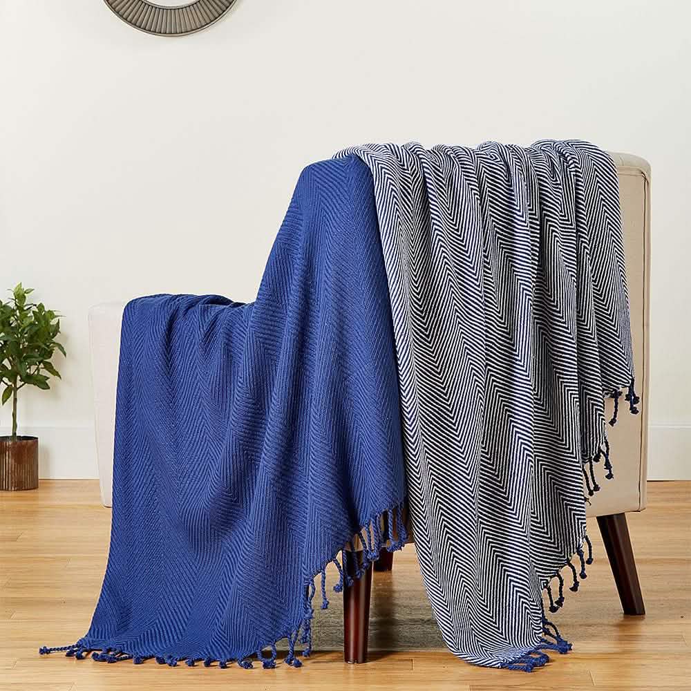 2-teiliges Set: Handgedrehte Decke aus 100 % Baumwolle, 127 x 152 cm