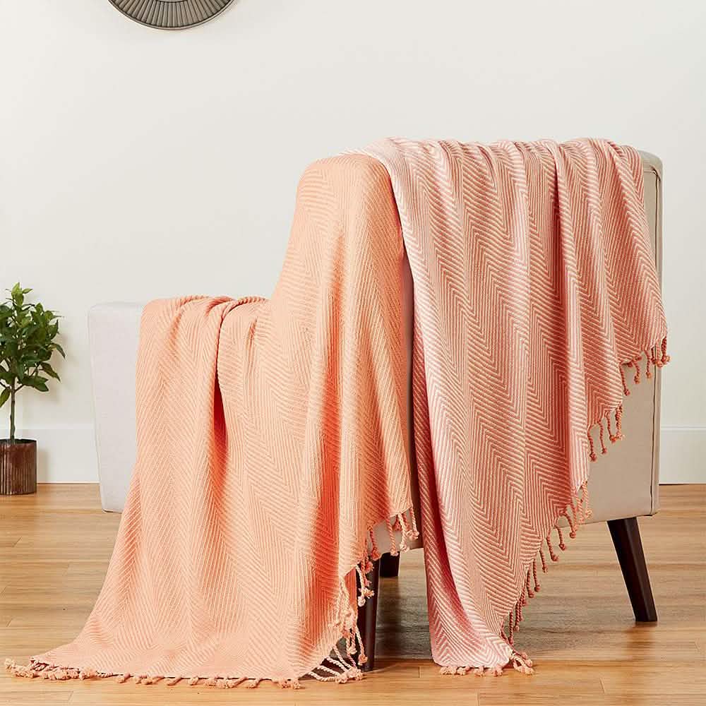 2-teiliges Set: Handgedrehte Decke aus 100 % Baumwolle, 127 x 152 cm