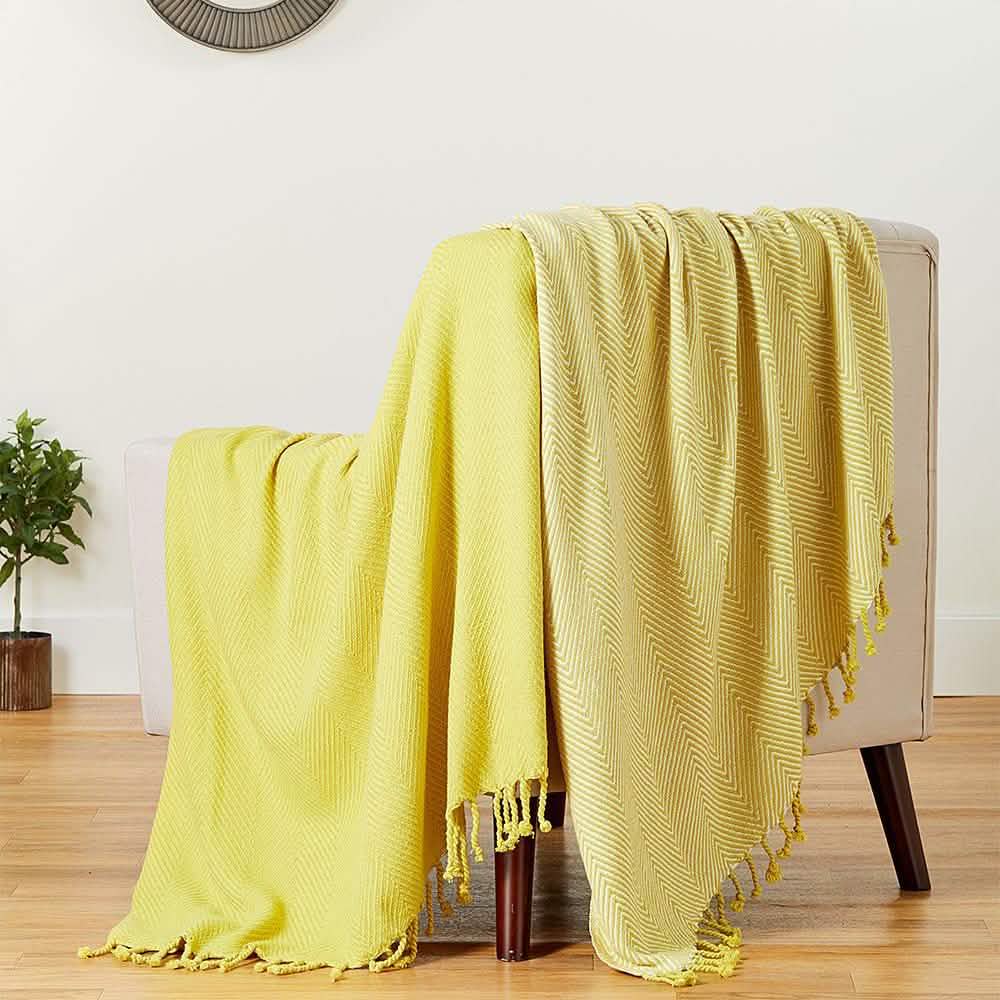 2-teiliges Set: Handgedrehte Decke aus 100 % Baumwolle, 127 x 152 cm