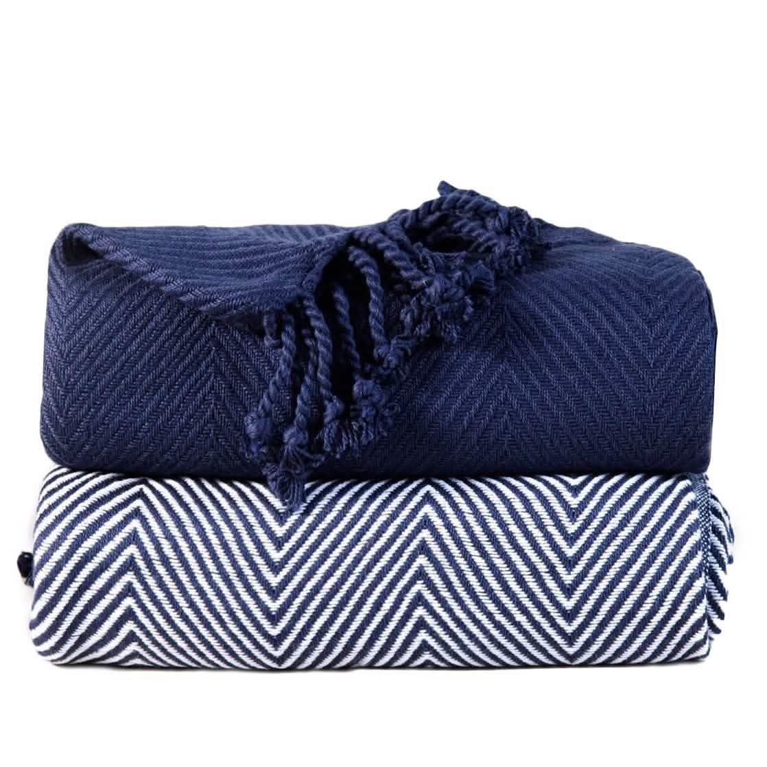 2-teiliges Set: Handgedrehte Decke aus 100 % Baumwolle, 127 x 152 cm