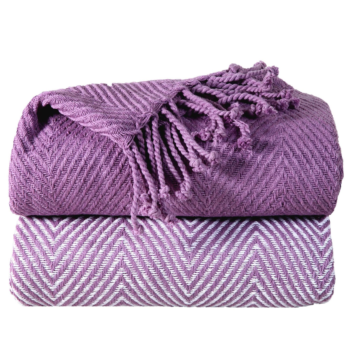 2-teiliges Set: Handgedrehte Decke aus 100 % Baumwolle, 127 x 152 cm