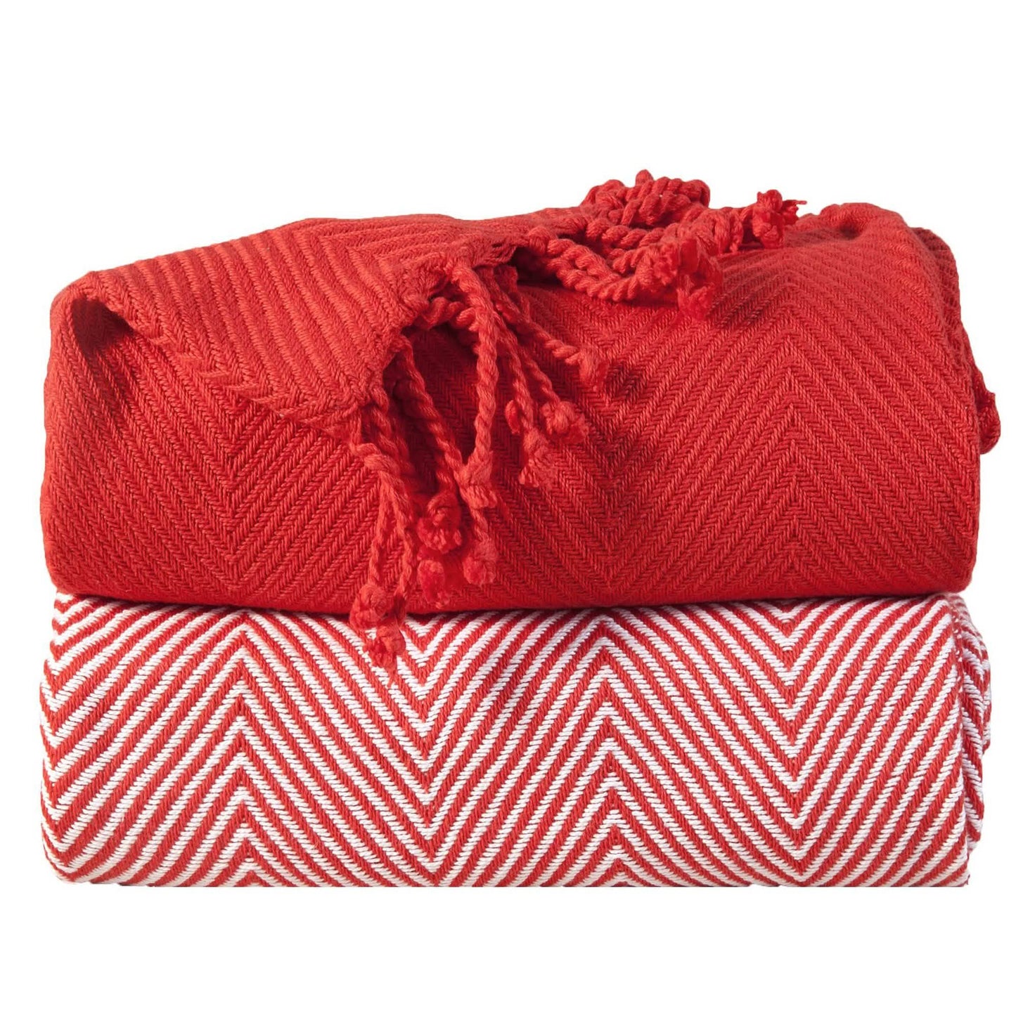 2-teiliges Set: Handgedrehte Decke aus 100 % Baumwolle, 127 x 152 cm