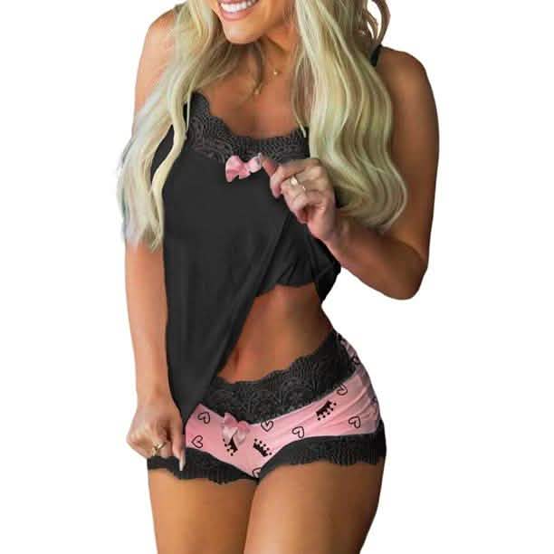 2-teiliges Set: Cami + Shorts Set für Damen Nachtwäsche