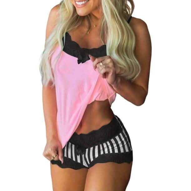 2-teiliges Set: Cami + Shorts Set für Damen Nachtwäsche