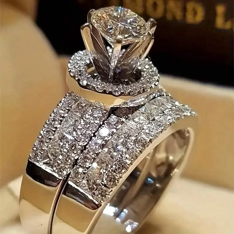 2-teiliges Set: Elegante quadratische Zirkonia-Ringe