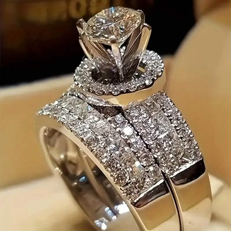 2-teiliges Set: Elegante quadratische Zirkonia-Ringe