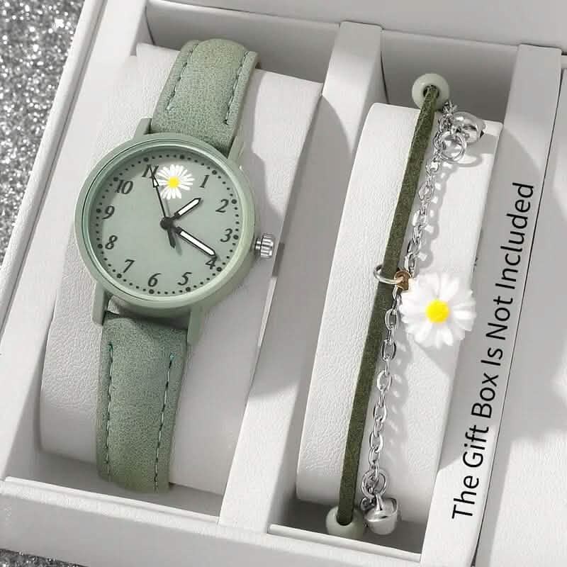 2-teiliges Set: Elegante Damen-Quarzuhr und Armband