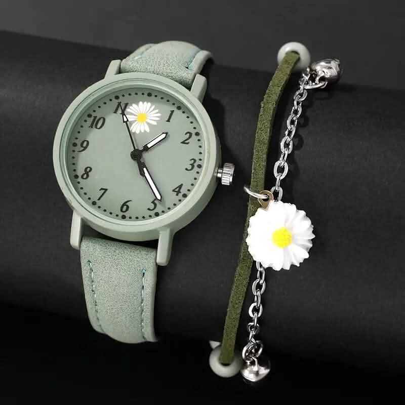 2-teiliges Set: Elegante Damen-Quarzuhr und Armband