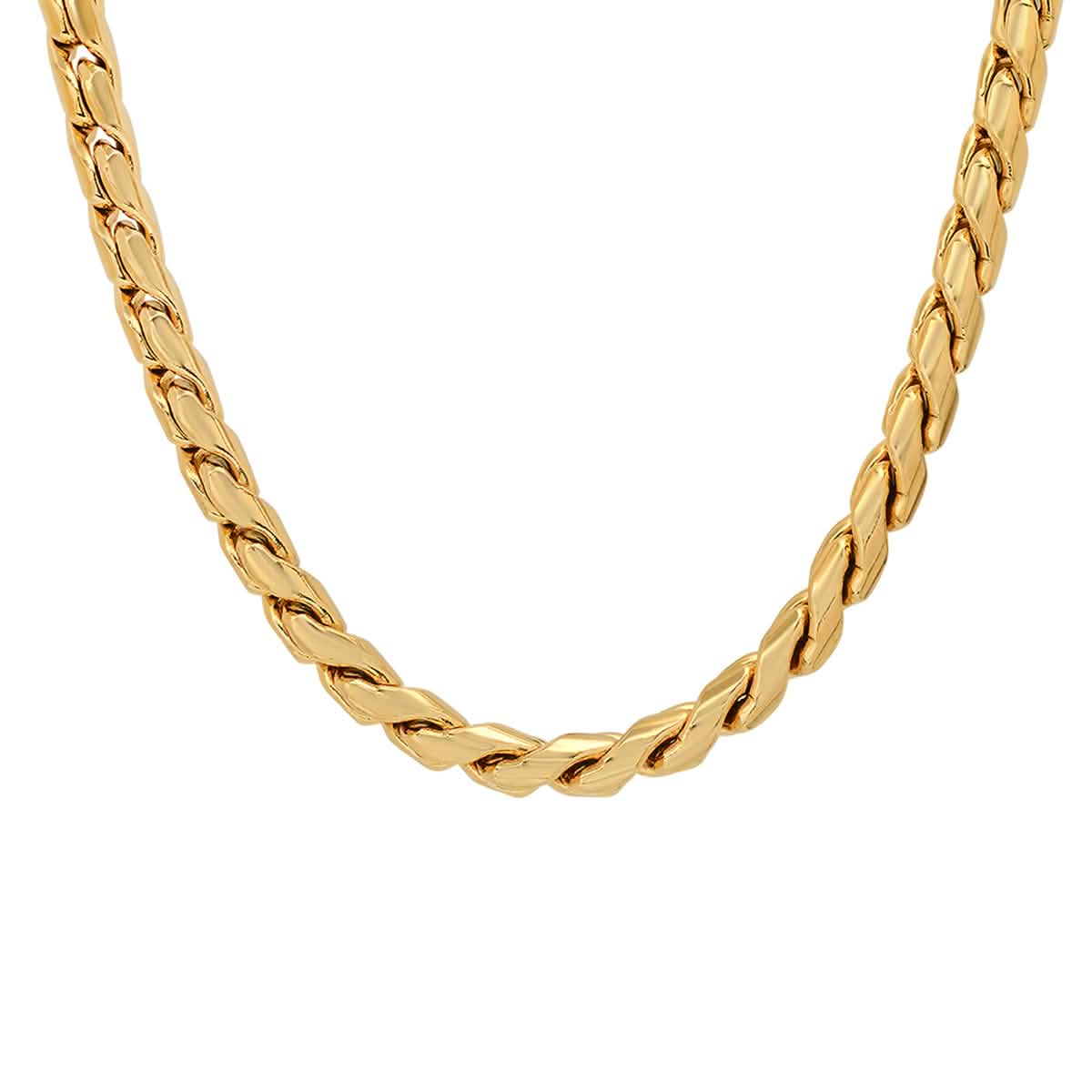 2-teiliges Set: Herren Halskette und Armband aus 18 Karat vergoldetem Edelstahl mit runden, gedrehten, ausgefallenen Gliedern