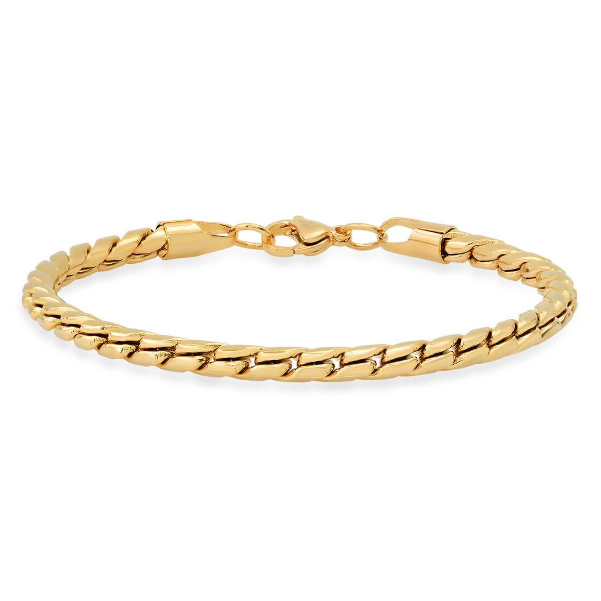 2-teiliges Set: Herren Halskette und Armband aus 18 Karat vergoldetem Edelstahl mit runden, gedrehten, ausgefallenen Gliedern