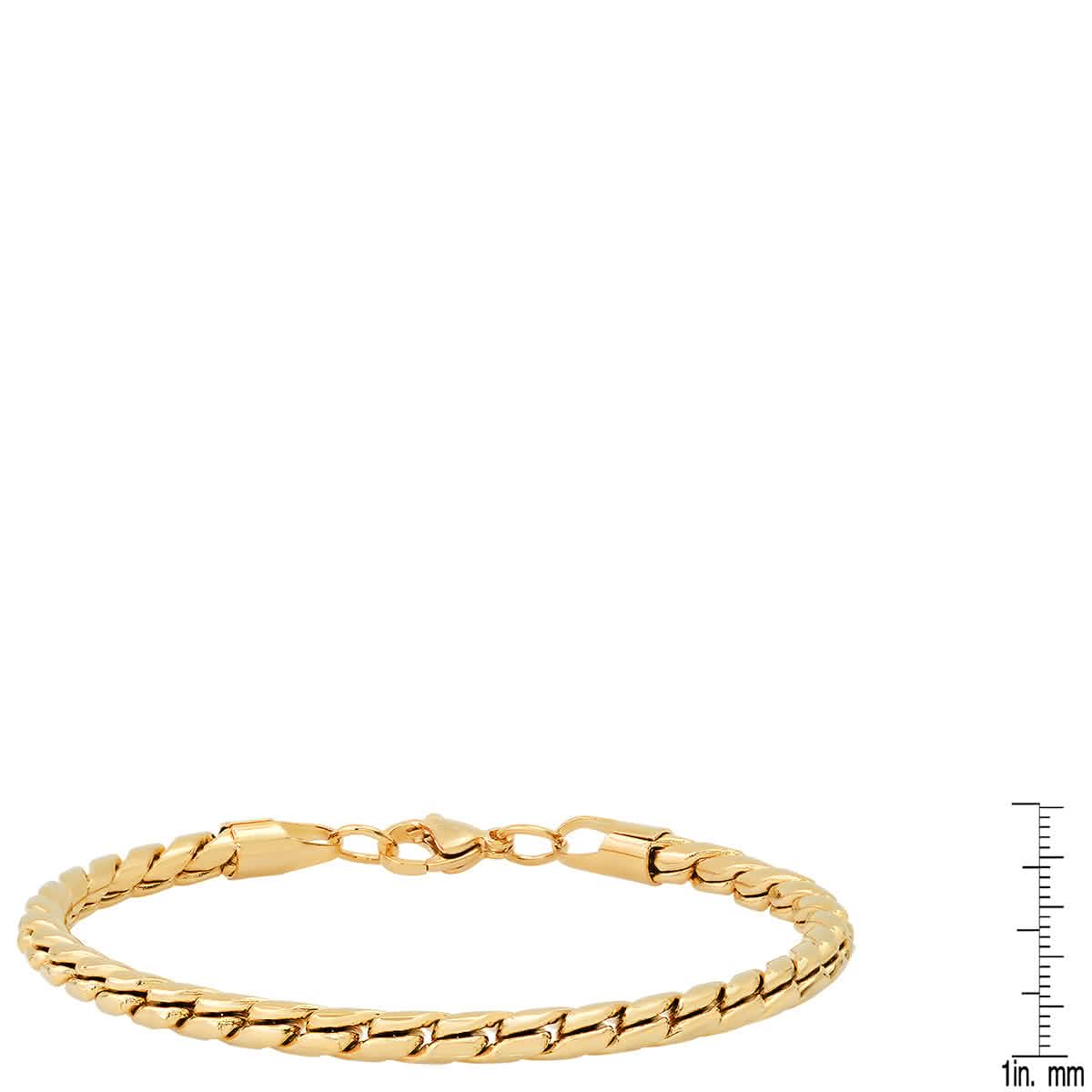 2-teiliges Set: Herren Halskette und Armband aus 18 Karat vergoldetem Edelstahl mit runden, gedrehten, ausgefallenen Gliedern