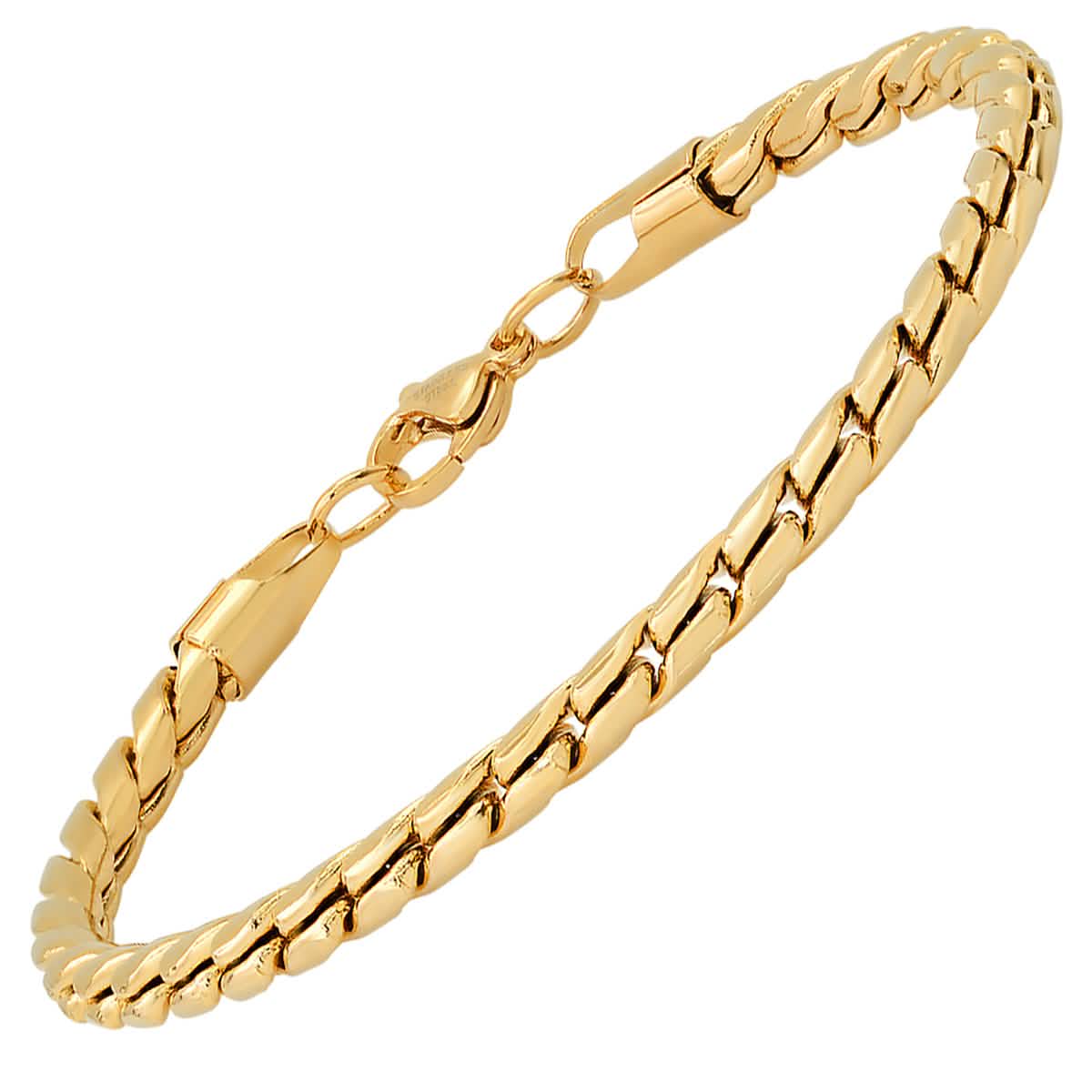 2-teiliges Set: Herren Halskette und Armband aus 18 Karat vergoldetem Edelstahl mit runden, gedrehten, ausgefallenen Gliedern