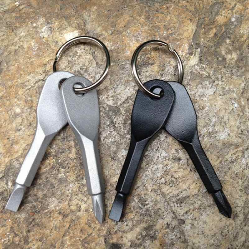 2-teiliges Set: Schlüsselanhänger-Taschenwerkzeug-Schraubendreher-Set aus Edelstahl