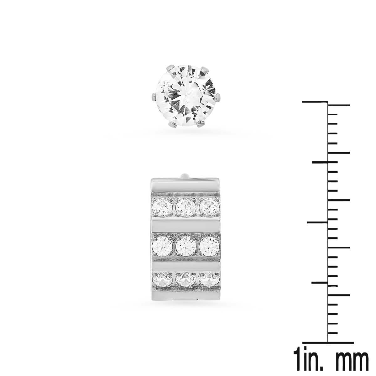 2er-Set: Ohrstecker/Creolen aus Edelstahl und simulierten Diamanten (Kreuz)