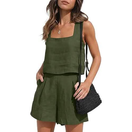 2-teiliges Set: Damen Loungewear-Sets aus Leinen – Shorts und Crop Top