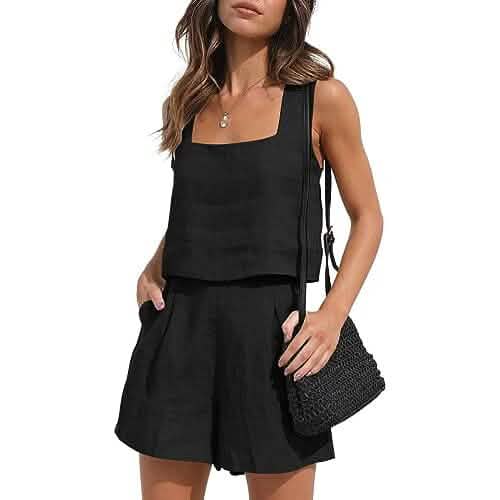 2-teiliges Set: Damen Loungewear-Sets aus Leinen – Shorts und Crop Top