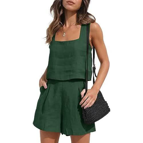 2-teiliges Set: Damen Loungewear-Sets aus Leinen – Shorts und Crop Top