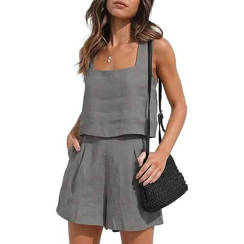2-teiliges Set: Damen Loungewear-Sets aus Leinen – Shorts und Crop Top