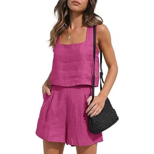 2-teiliges Set: Damen Loungewear-Sets aus Leinen – Shorts und Crop Top