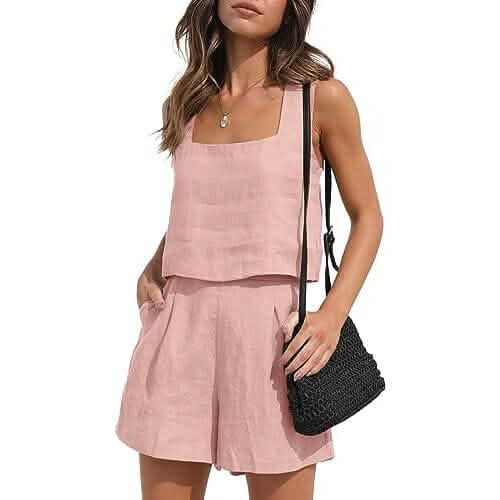 2-teiliges Set: Damen Loungewear-Sets aus Leinen – Shorts und Crop Top