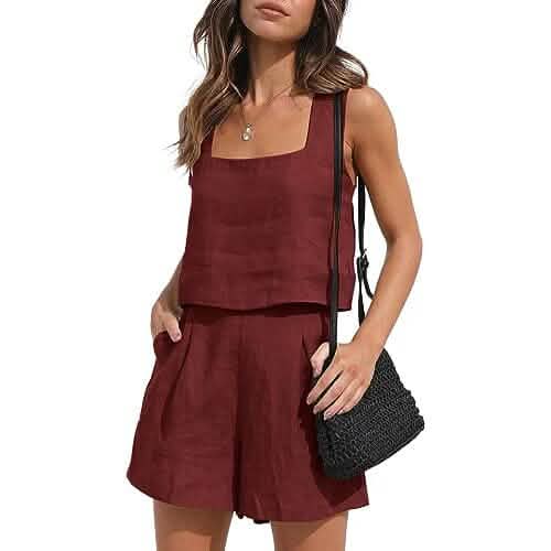 2-teiliges Set: Damen Loungewear-Sets aus Leinen – Shorts und Crop Top