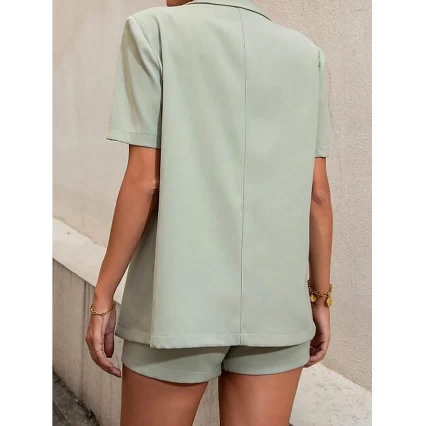 2-teiliges Set: Damen Blazer-Shorts in Unifarbe