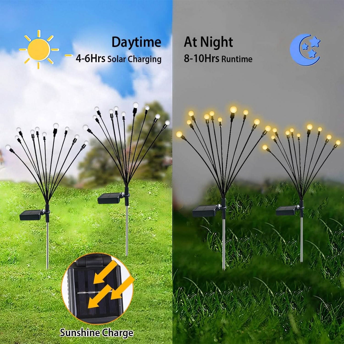 2er-Pack: Solar-Glühwürmchen-Lichter schwingende dekorative Weglampe