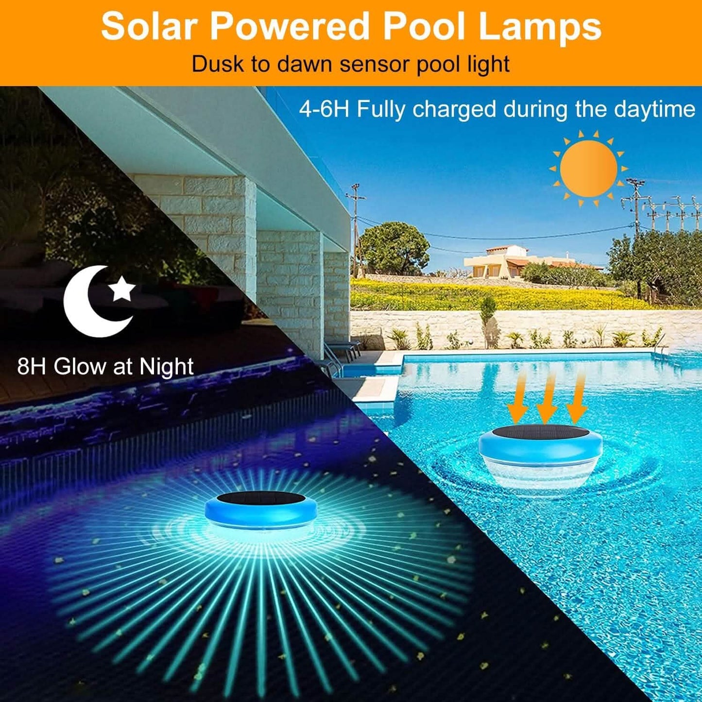 2 Stück: Solarbetriebene LED-Poolleuchte mit Farbverlauf und Farbwechsel