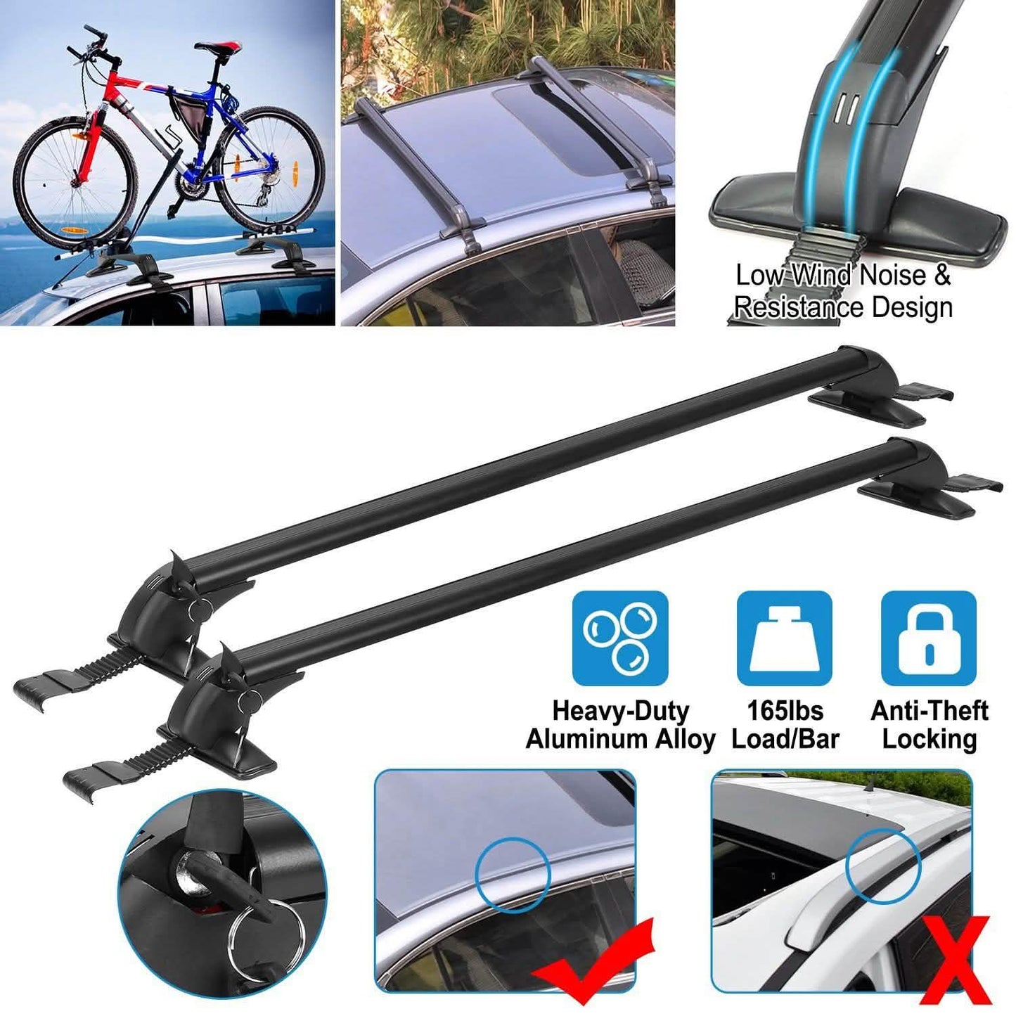 2-teilig: Universal 110CM/43-Zoll Auto Dachträger Querstrebe