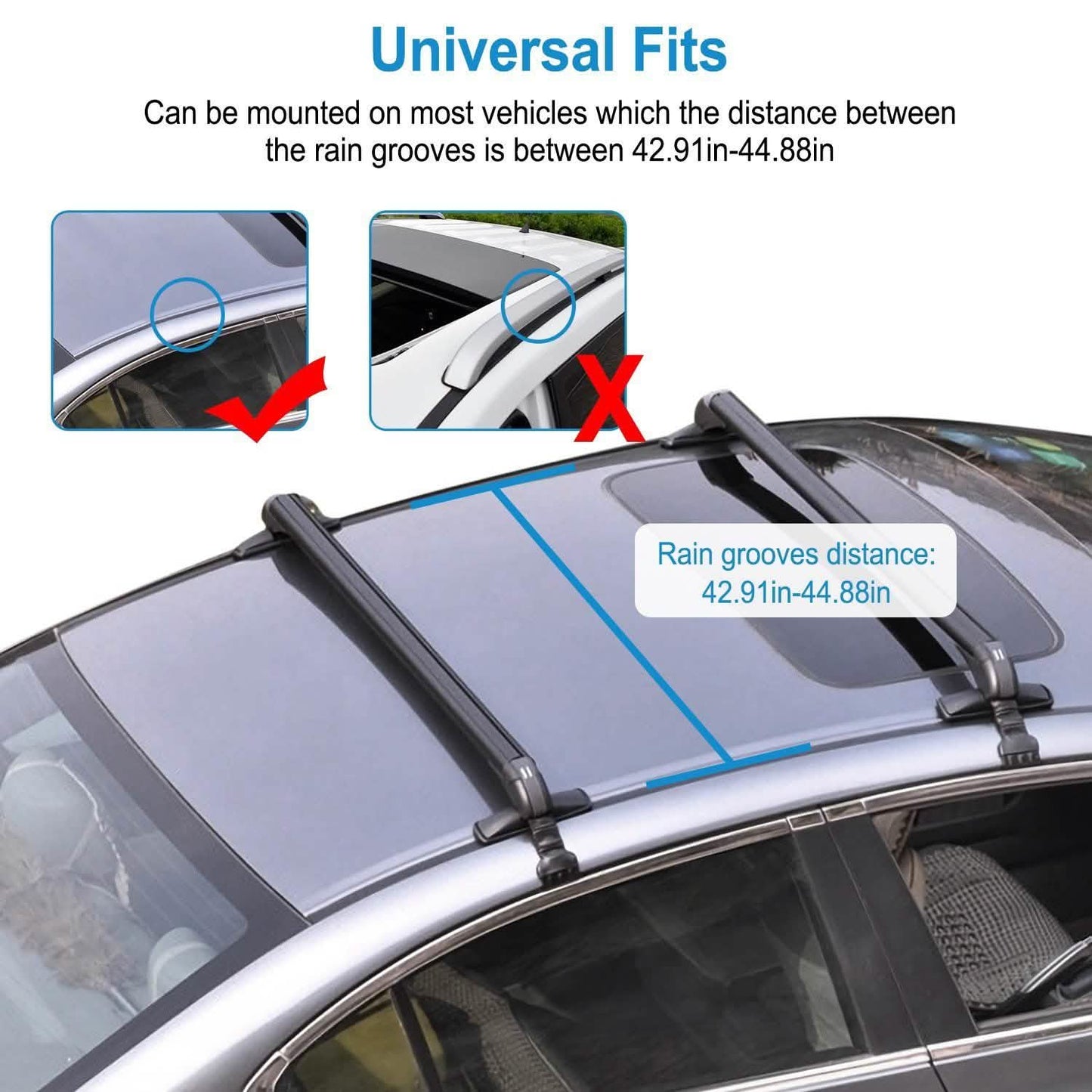 2-teilig: Universal 110CM/43-Zoll Auto Dachträger Querstrebe