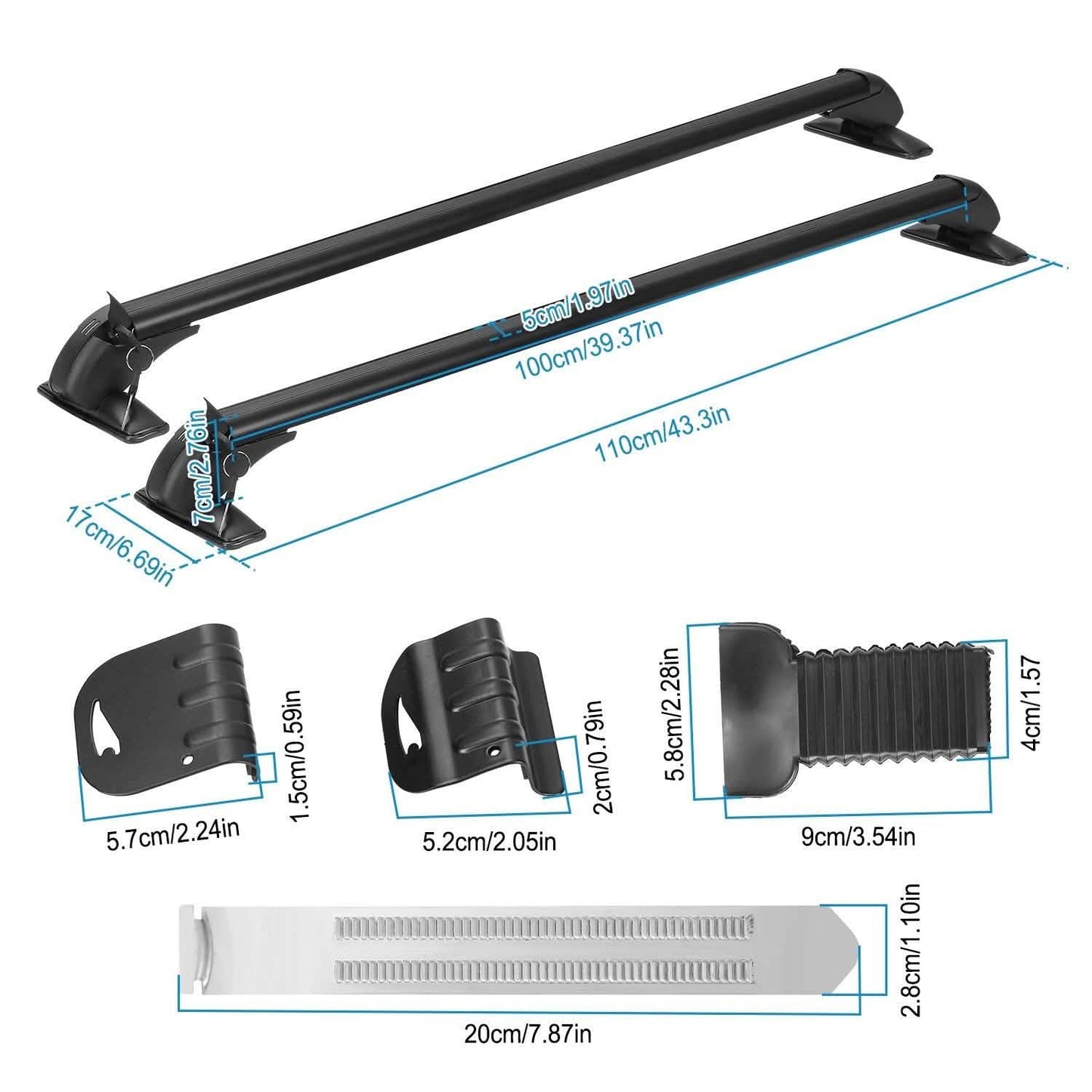 2-teilig: Universal 110CM/43-Zoll Auto Dachträger Querstrebe