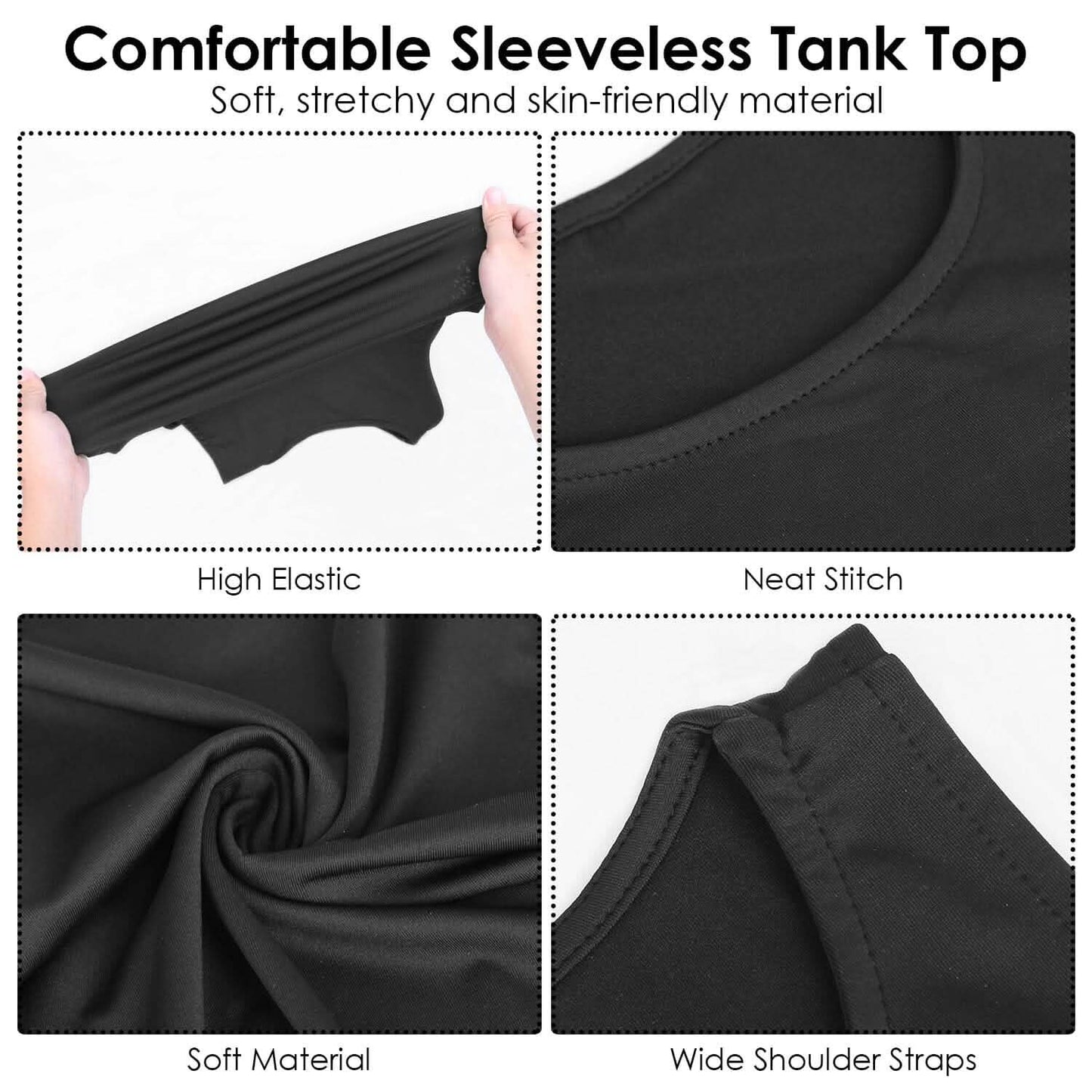2-teilig: Damen ärmelloses bauchfreies Tanktop mit hohem Halsausschnitt