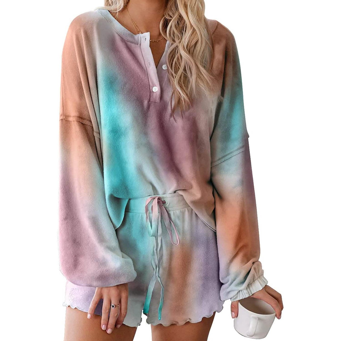 2-teilig: Damen Batik-Print Anzug