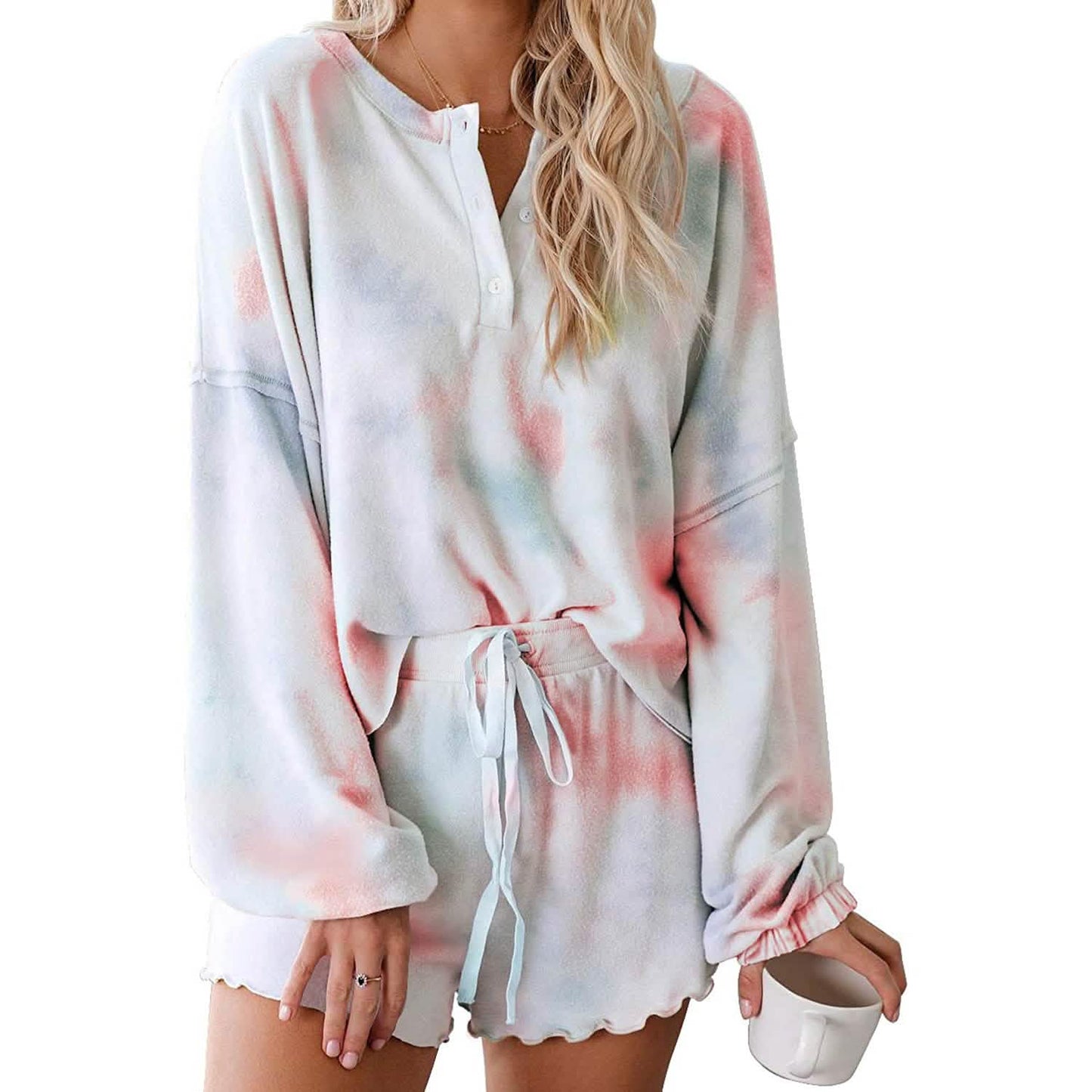 2-teilig: Damen Batik-Print Anzug