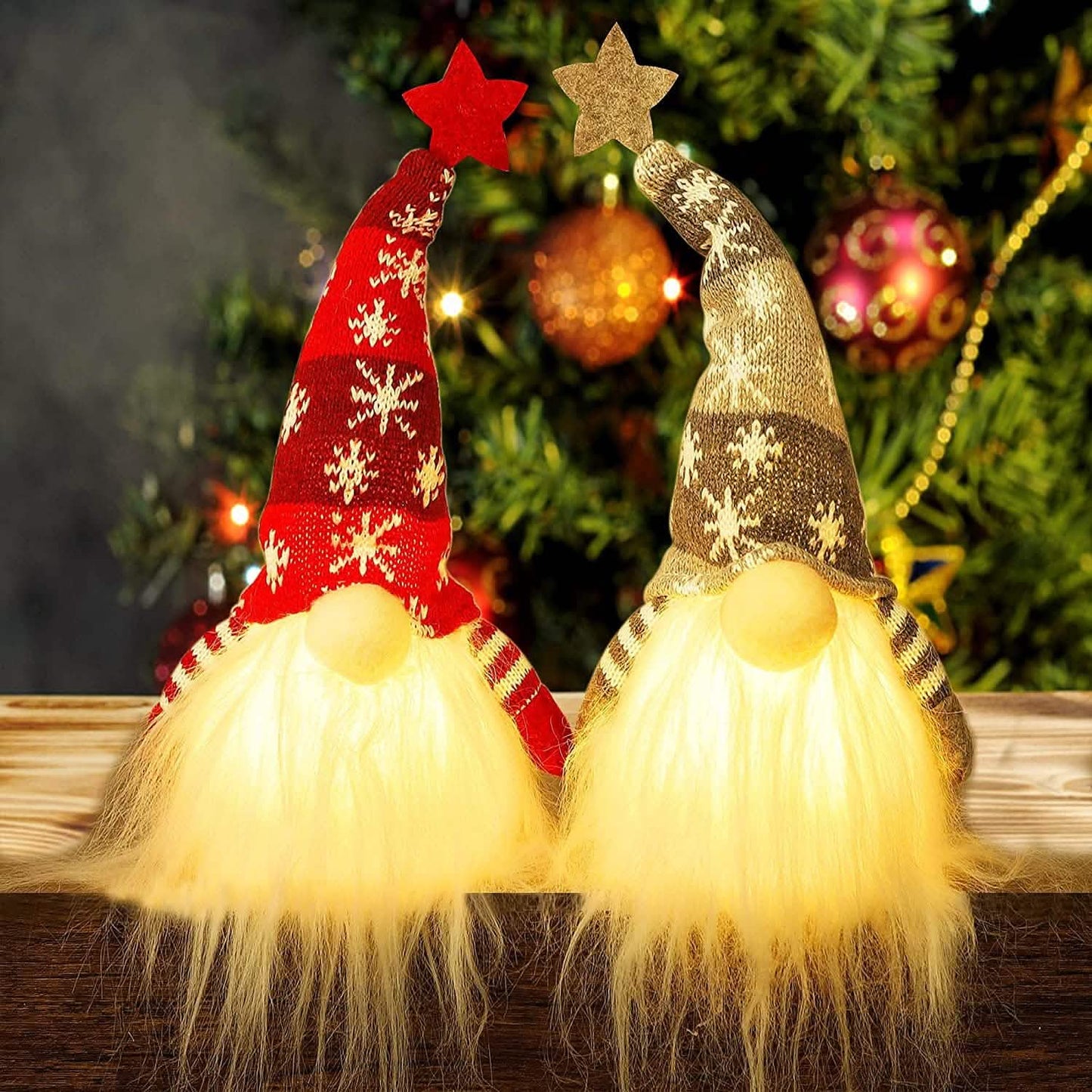 2 Stück: 11" beleuchteter Weihnachtswichtel/Weihnachtsmann