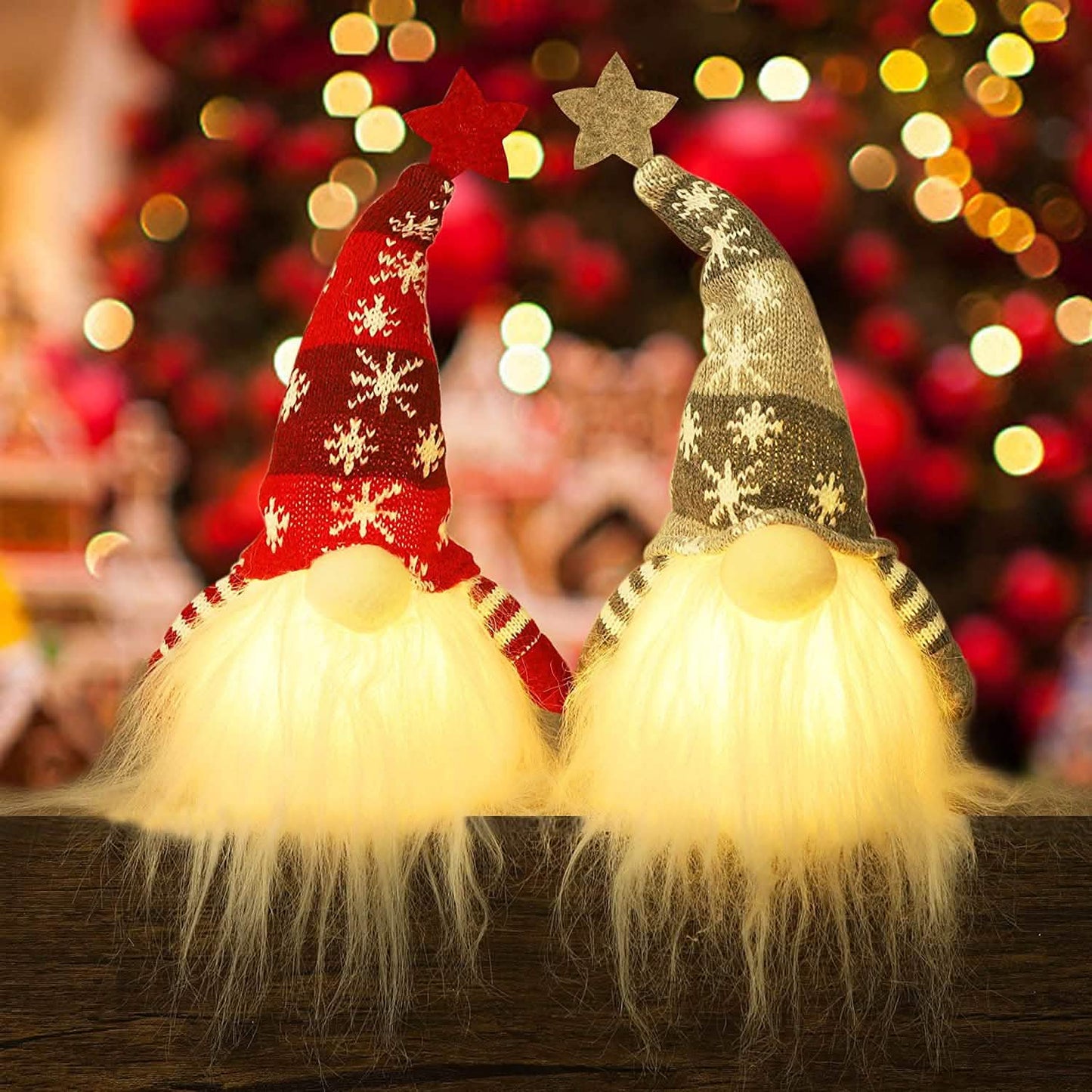 2 Stück: 11" beleuchteter Weihnachtswichtel/Weihnachtsmann