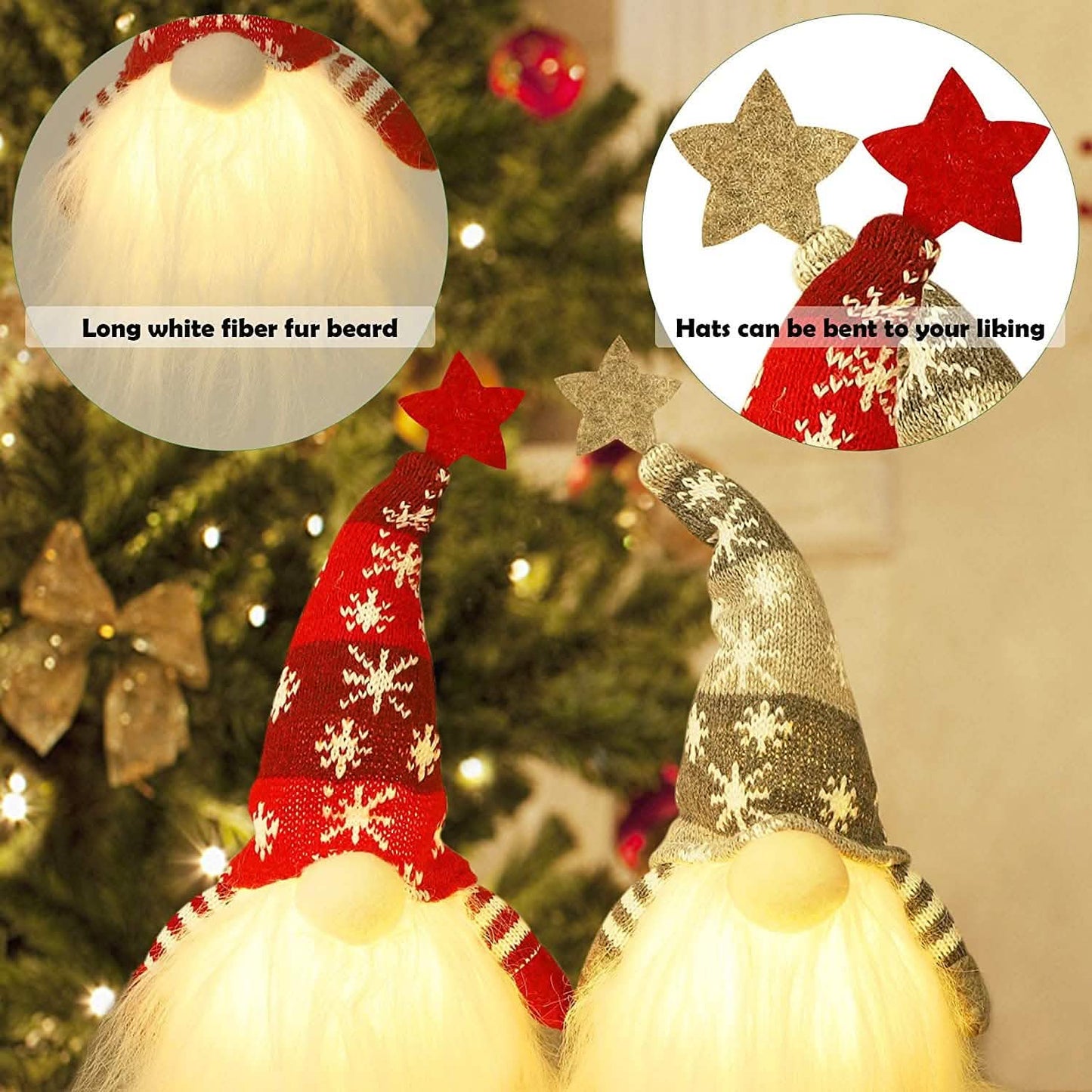 2 Stück: 11" beleuchteter Weihnachtswichtel/Weihnachtsmann