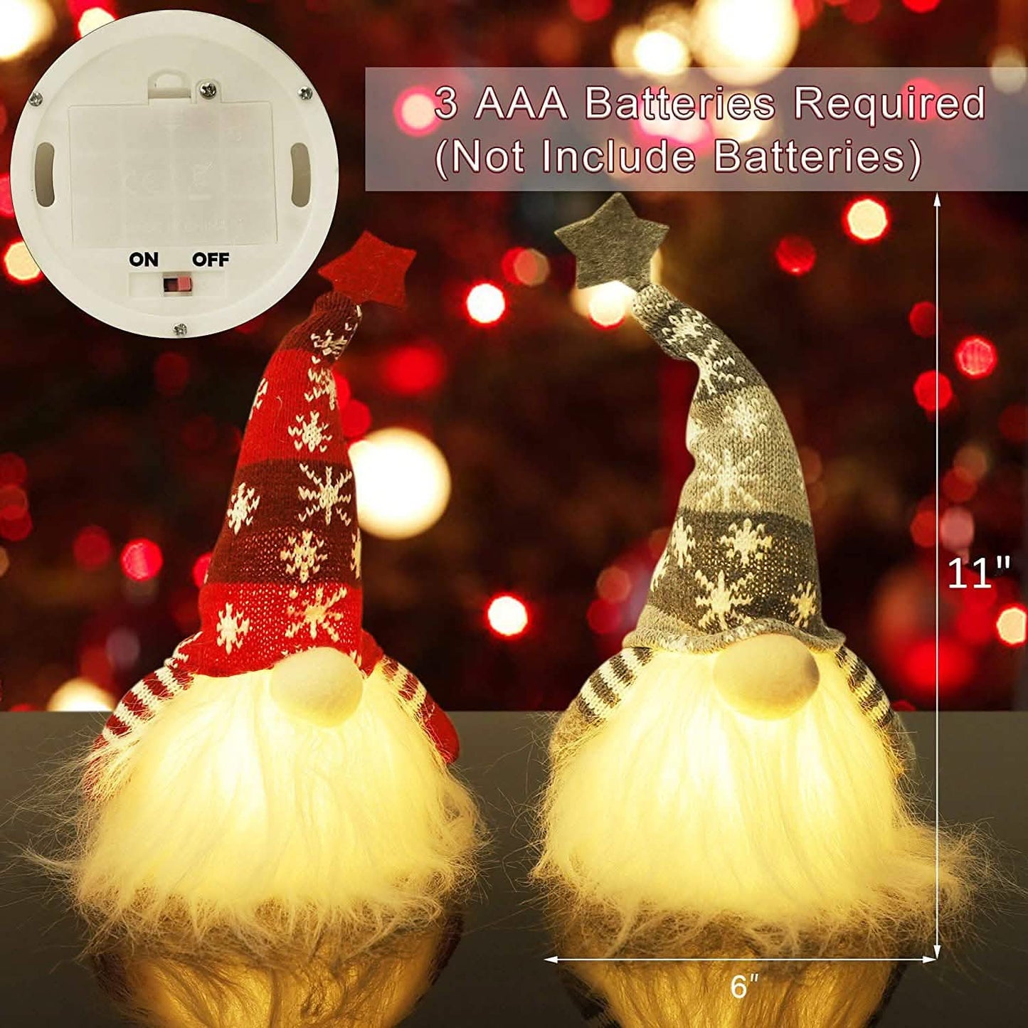 2 Stück: 11" beleuchteter Weihnachtswichtel/Weihnachtsmann