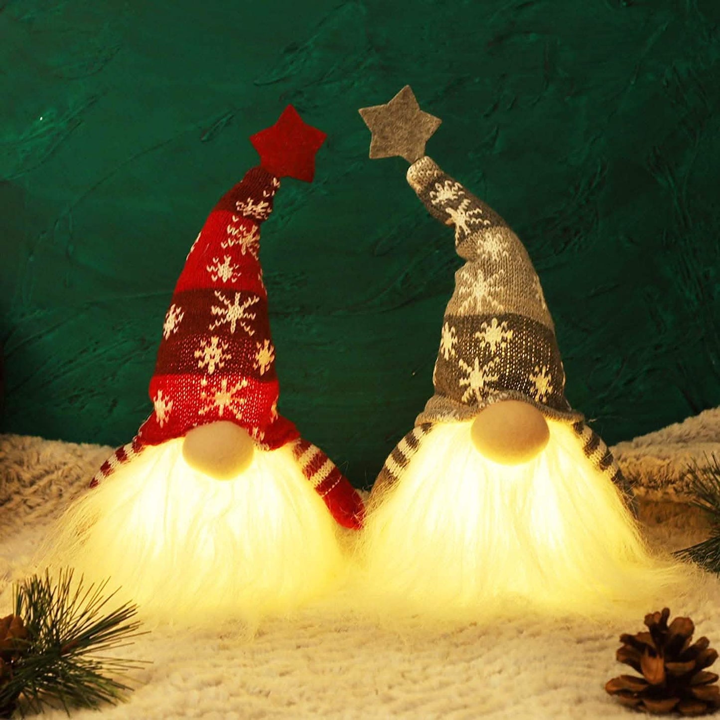 2 Stück: 11" beleuchteter Weihnachtswichtel/Weihnachtsmann