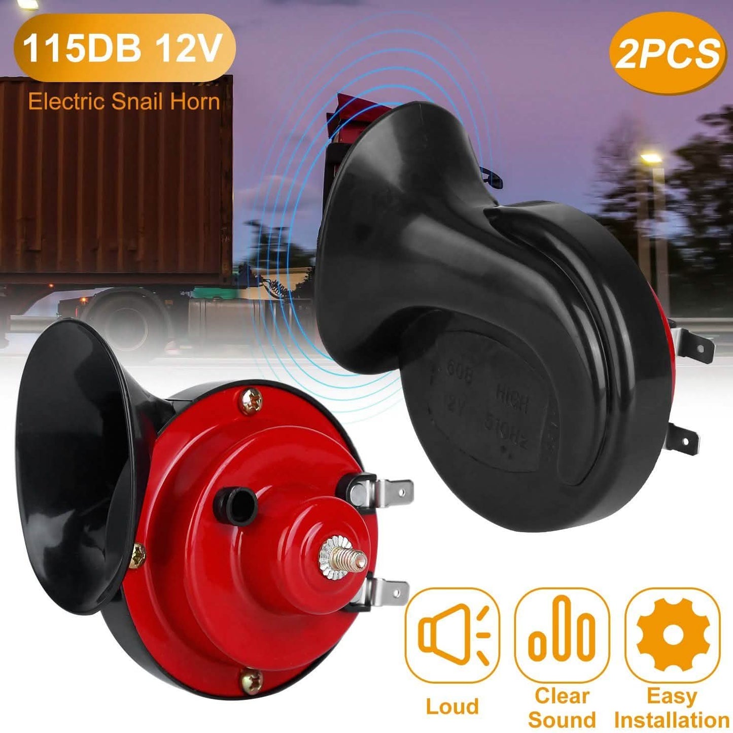 2 Stück: 115DB Auto Schneckenhörner 12V