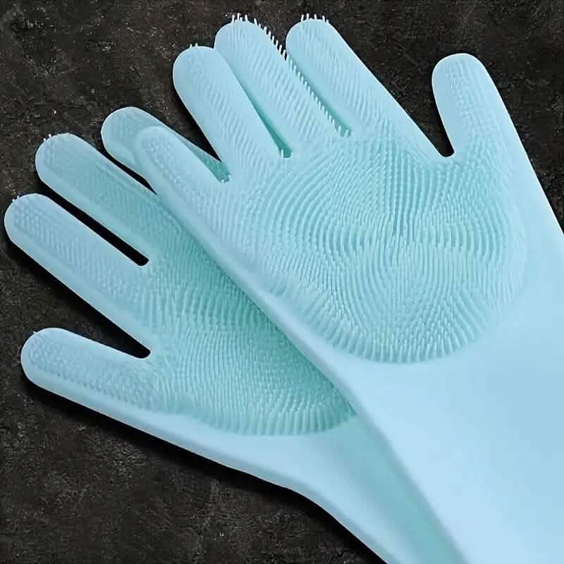 2-teilig: 2-in-1-Haustier-Hundebadhandschuhe mit Silikonbürste