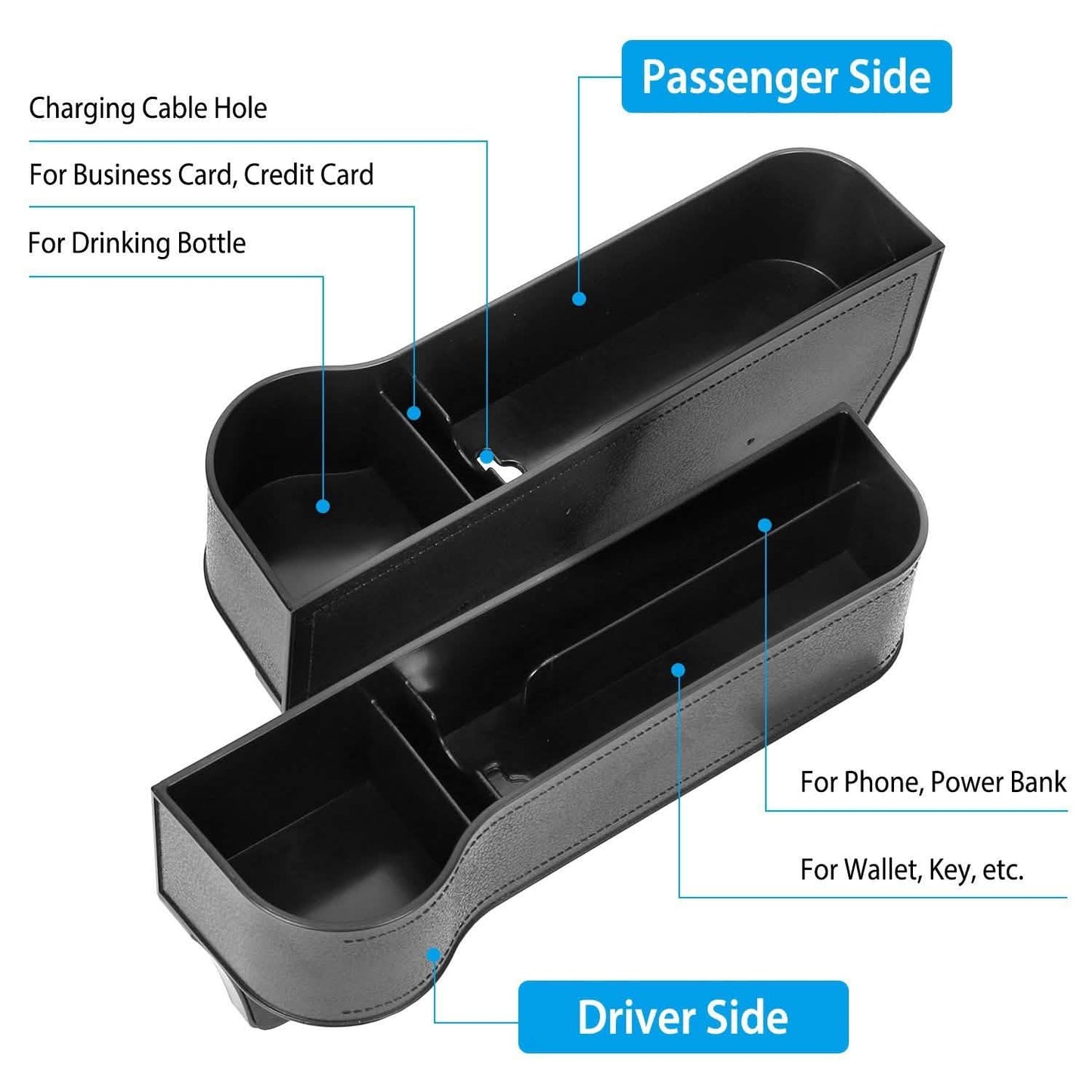 2-teilig: Auto-Mittelkonsolen-Seitenorganizer