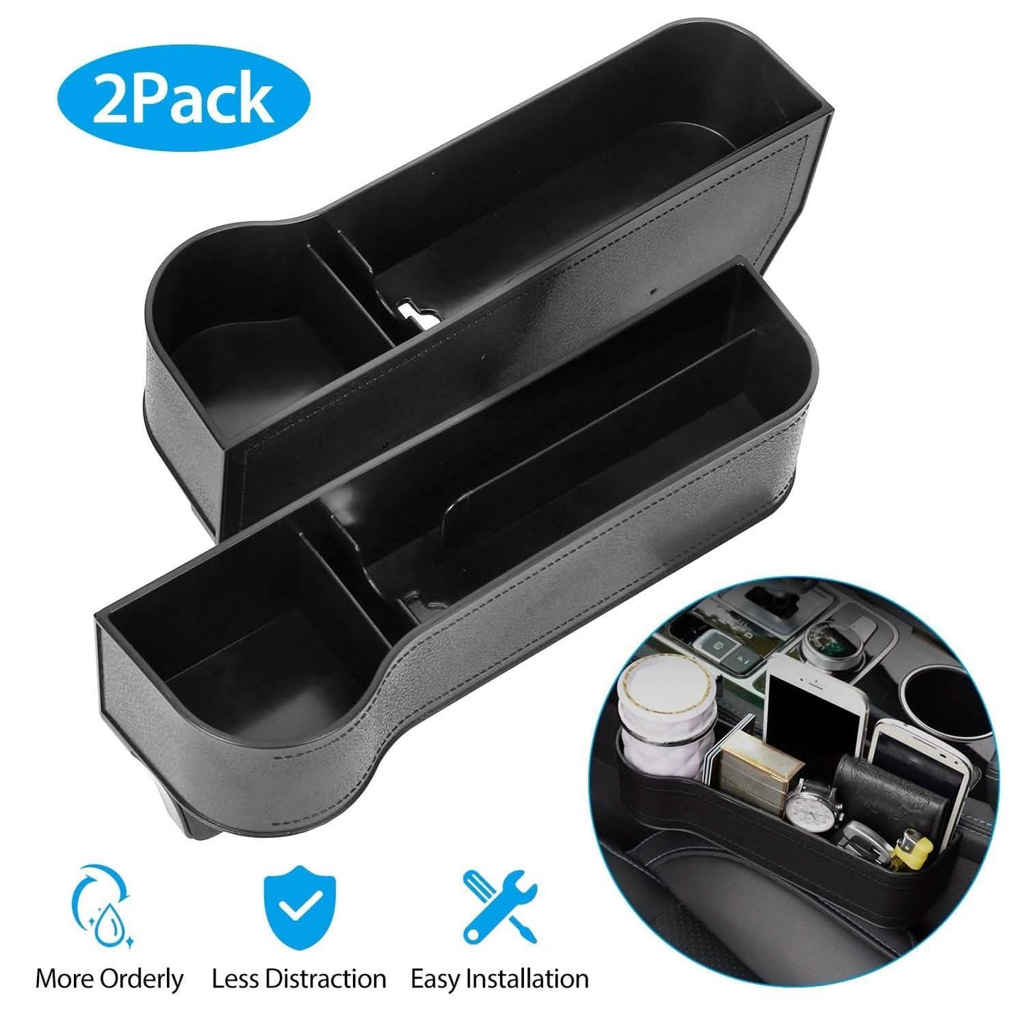 2-teilig: Auto-Mittelkonsolen-Seitenorganizer