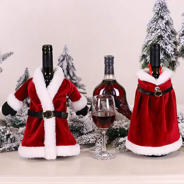 2-teilig: Weihnachtsweinflaschenhülle Frohe Weihnachten Deko