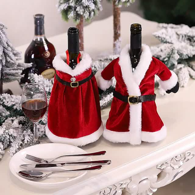 2-teilig: Weihnachtsweinflaschenhülle Frohe Weihnachten Deko