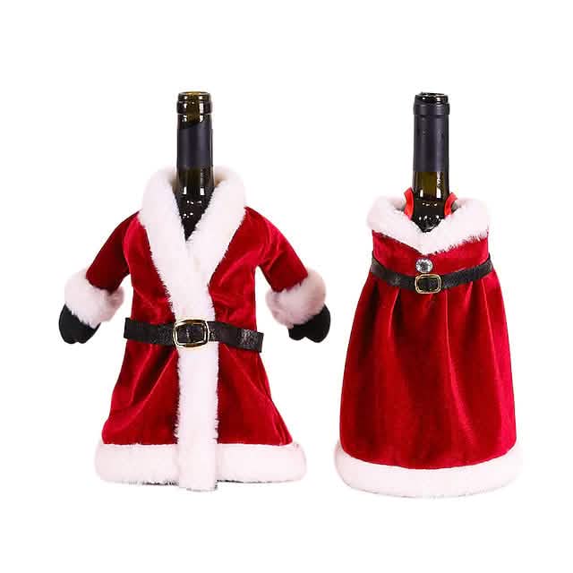 2-teilig: Weihnachtsweinflaschenhülle Frohe Weihnachten Deko