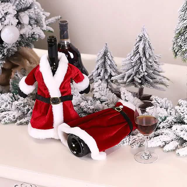 2-teilig: Weihnachtsweinflaschenhülle Frohe Weihnachten Deko