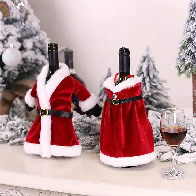 2-teilig: Weihnachtsweinflaschenhülle Frohe Weihnachten Deko